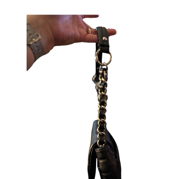 JENNIFER LOPEZ J Lo Black Embroidered Bag with Chain and Faux Leather. - Picture 8 of 12